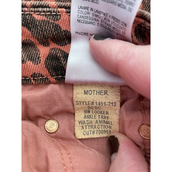 MOTHER Looker ankle fray slim skinny punk Animal Attraction leopard print red - Picture 12 of 16
